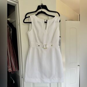 Tahari White Textured Mini Dress